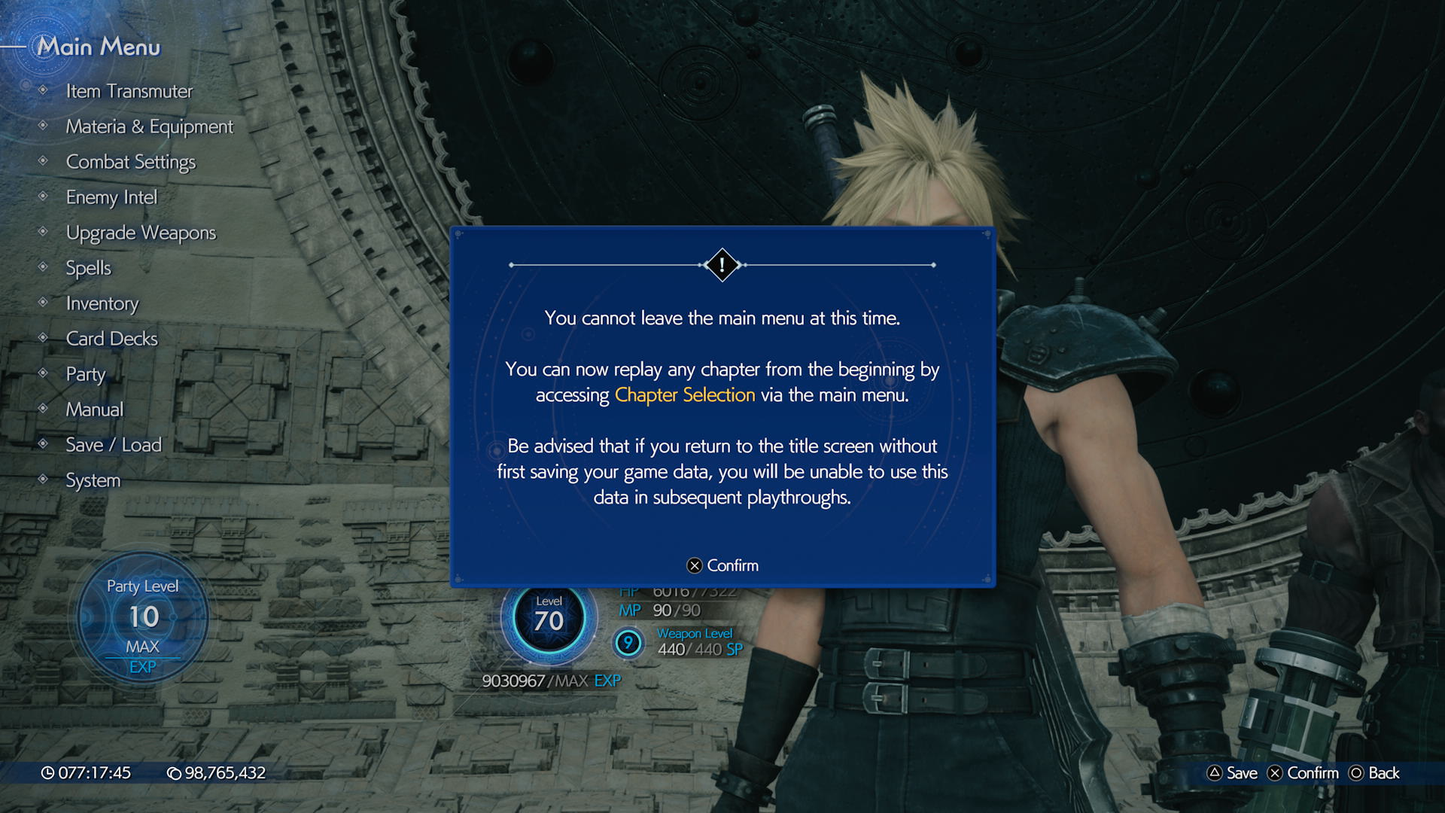 FINAL FANTASY VII REBIRTH "CHAPTER SELECT" END GAME SAVE (PS5) MULTI